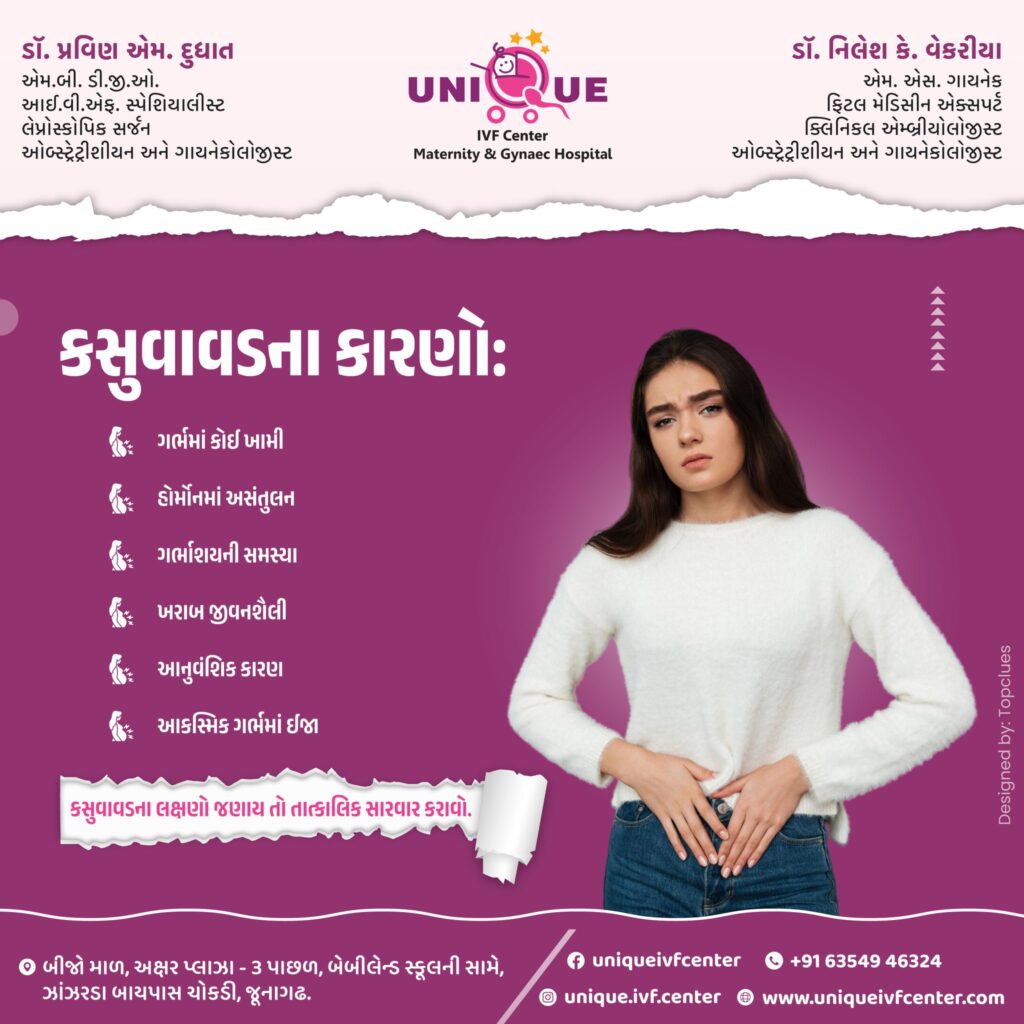 miscarriage treatment in Junagadh, causes of miscarriage, symptoms of miscarriage, best IVF center in Junagadh, ICSI treatment in Junagadh, early miscarriage signs, emotional impact of miscarriage, pregnancy loss support Junagadh, fertility after miscarriage, Unique IVF Hospital Junagadh, recurrent pregnancy loss solutions, hormonal causes of miscarriage, uterine abnormalities and miscarriage, high-risk pregnancy care Junagadh, IVF after miscarriage