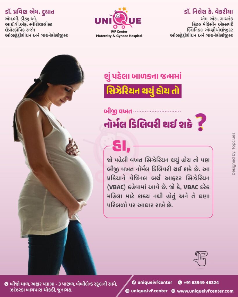 VBAC after cesarean Junagadh, second normal delivery after c section, best IVF center in Junagadh, Fertility Centre in Junagadh, VBAC counseling Junagadh, vaginal birth after cesarean Junagadh, safe VBAC in Junagadh, ICSI treatment in Junagadh, pregnancy care Junagadh, VBAC hospital Junagadh, obstetric care Junagadh, Unique IVF Hospital Junagadh, fertility and maternity care Junagadh